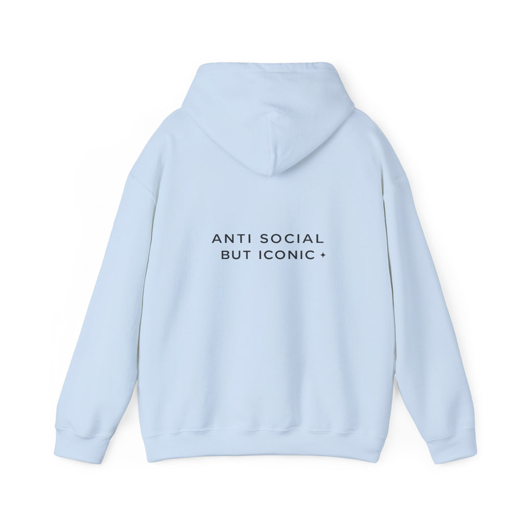 Anti Social But Iconic hoodie back view bold text streetwear USA Hooliganns