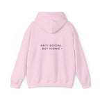 Anti Social But Iconic hoodie back view bold text streetwear USA Hooliganns