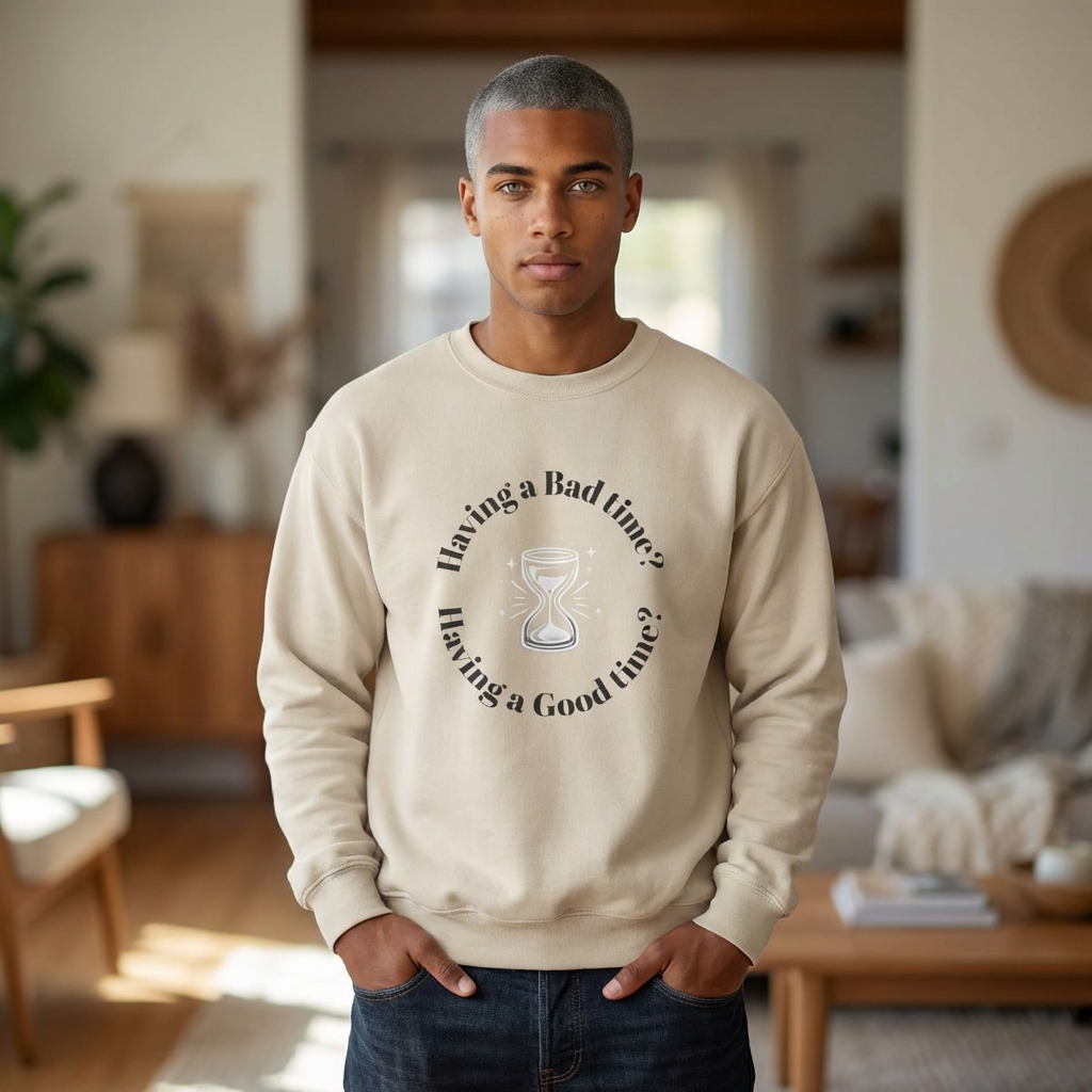 This Too Shall Pass crewneck graphic detail hourglass mindfulness USA Hooliganns