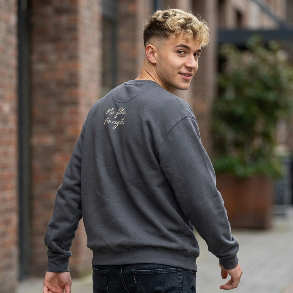 Unapologetic crewneck back view bold statement streetwear USA Hooliganns