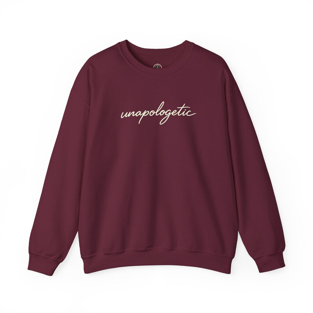 Unapologetic bold statement crewneck sweatshirt unisex streetwear maroon USA Hooliganns