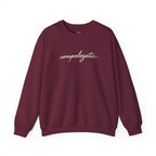 Unapologetic bold statement crewneck sweatshirt unisex streetwear maroon USA Hooliganns